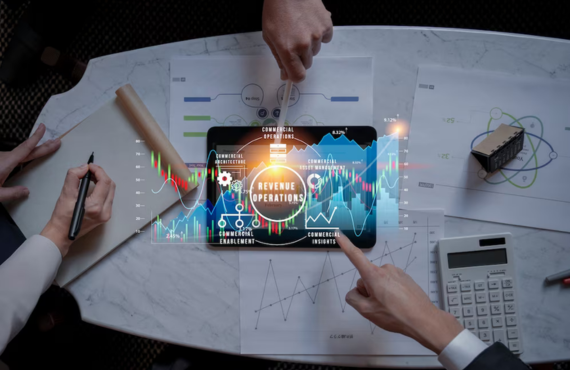 person pointing finger on software running in tab