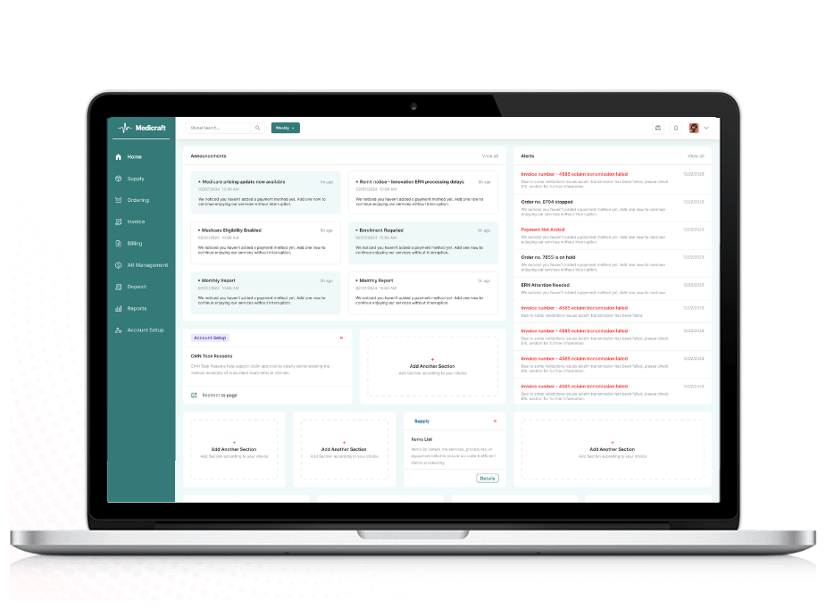 admin panel of software